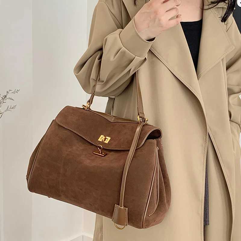 Suede Women Handbags Maillard Shoulder Bags Vintage Pu Leather Crossbody Bag Autumn and Winter Large Capacity Tote Bag T250118