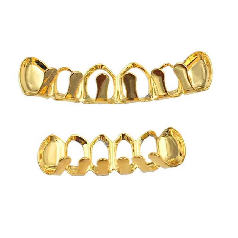 Hip Hop Hollow Out Teeth Grillz Gold Plated Dental Grills Rock Tooth Grillz Caps Crystal Teeth Caps Halloween Vampire Tooth GiftXJ250114