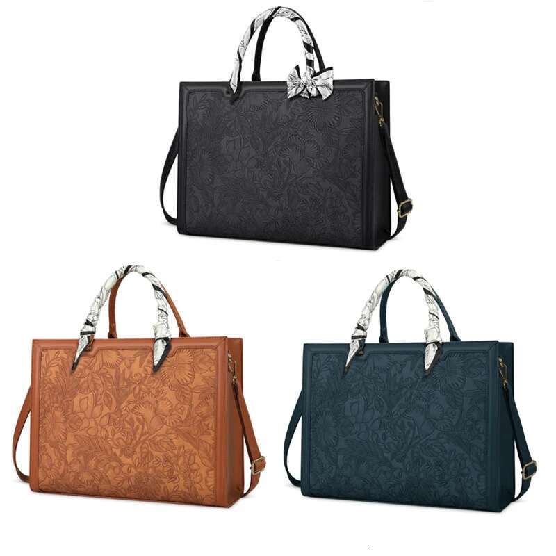 Women'S 15.6-Inch Laptop Large Capacity Business Shoulder Waterproof Leather Crossbody Bag