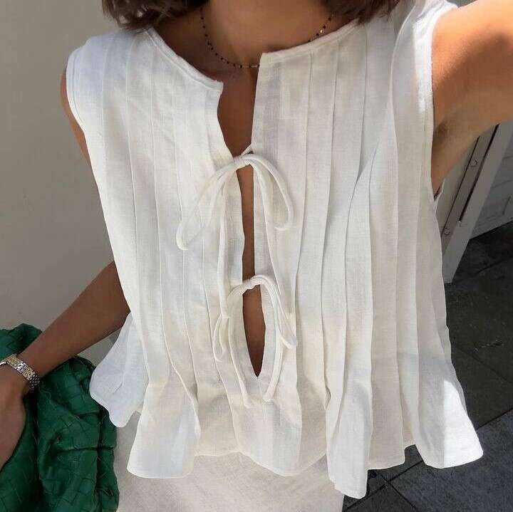 Spring/Summer Popular Strap Cotton and Hemp Women's Shirt 2025 New Casual Fashion Trendy Clothing