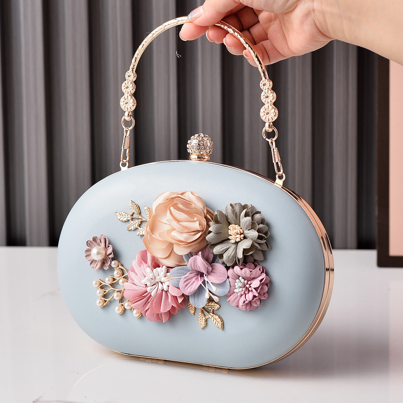 Sophisticated Evening Purse Featuring Charming Macaron Motifs and Floral Details