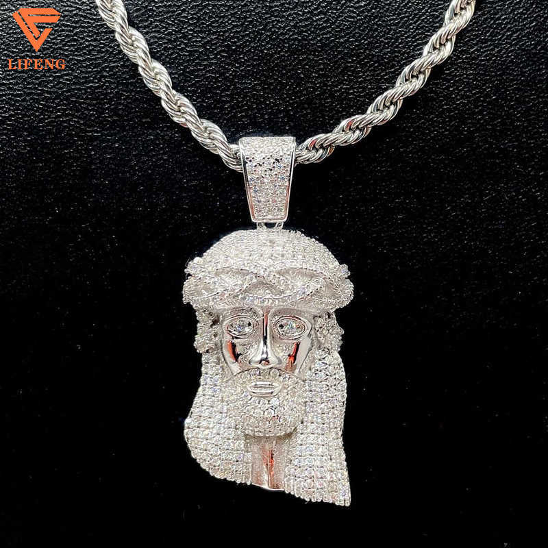 Handmade Custom Rose Gold Sier Jesus Face Head Pendant Necklace VVS Moissanite Dia Gift Hip Hop Christian Jewelry