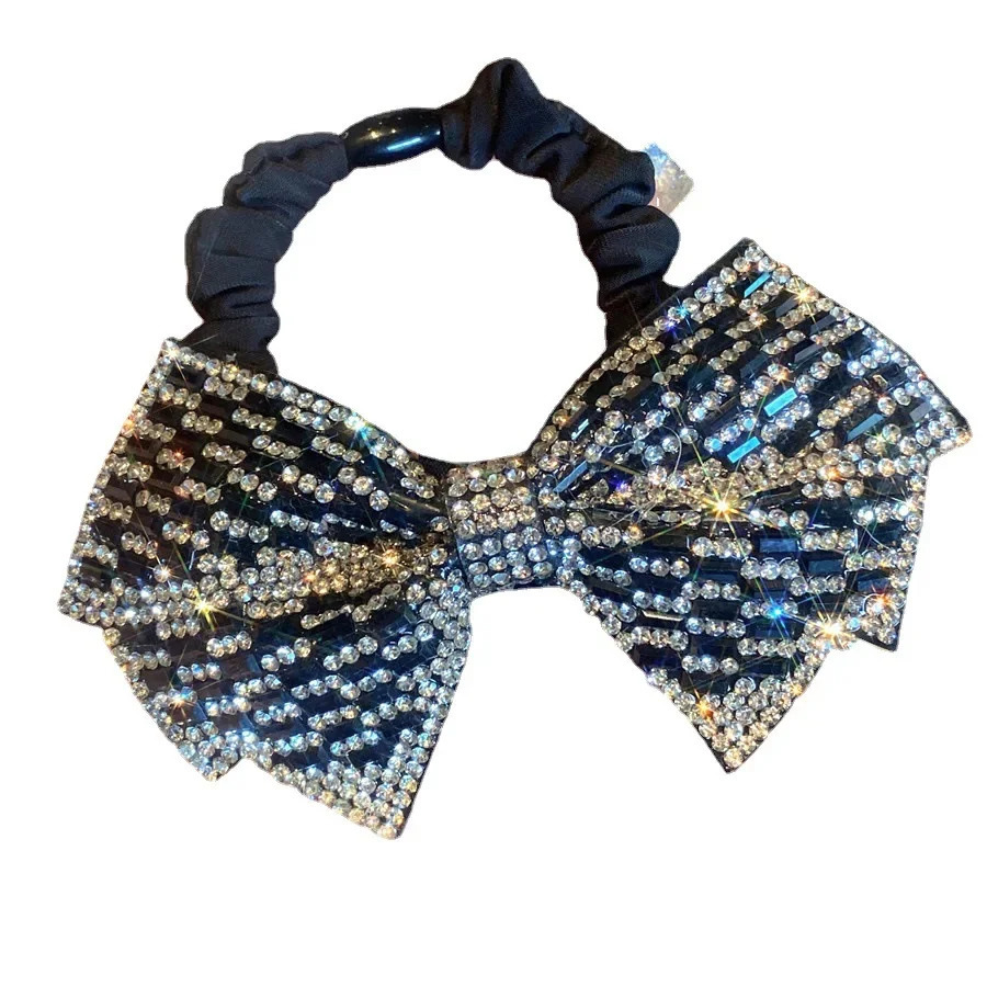 Light y Fragrant Diamond Sparkling Bow Hair Loop Half Tie Rope Womens High Ponytail Headrope Accessories 250118