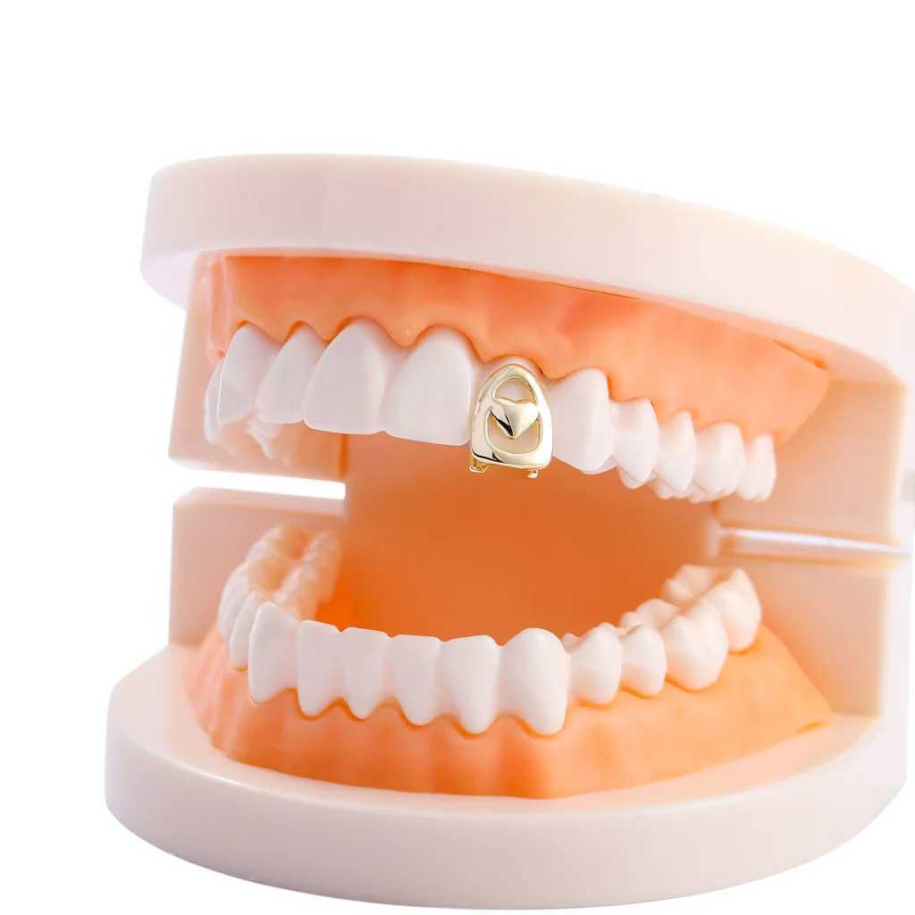 1pc Hip Hop Teeth Grillz Gold Plated Dental Grills Rock Tooth Grillz Caps Crystal Teeth Caps Halloween Vampire ToothXJ250114