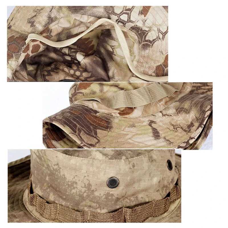 Camouflage Hat Tactical US Bucket Hats Panama Summer cam Fishing Hunting Hiking Outdoor Camo Sun s MenXJ250116