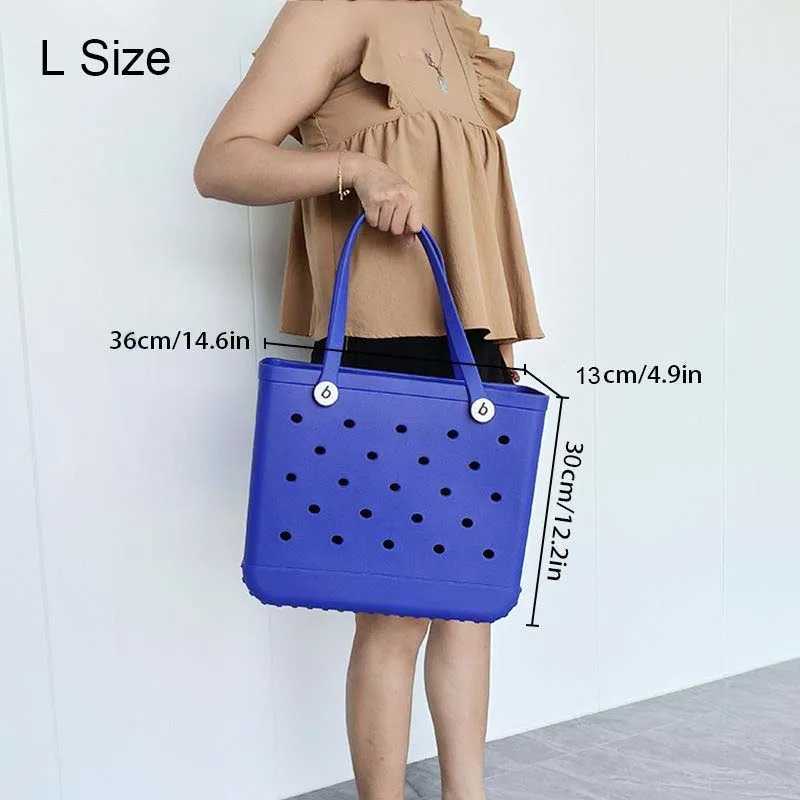 Womens large-sized summer beach bag fashionable EVA rubber waterproof storage basket mens travel picnic handbag handbag W250415