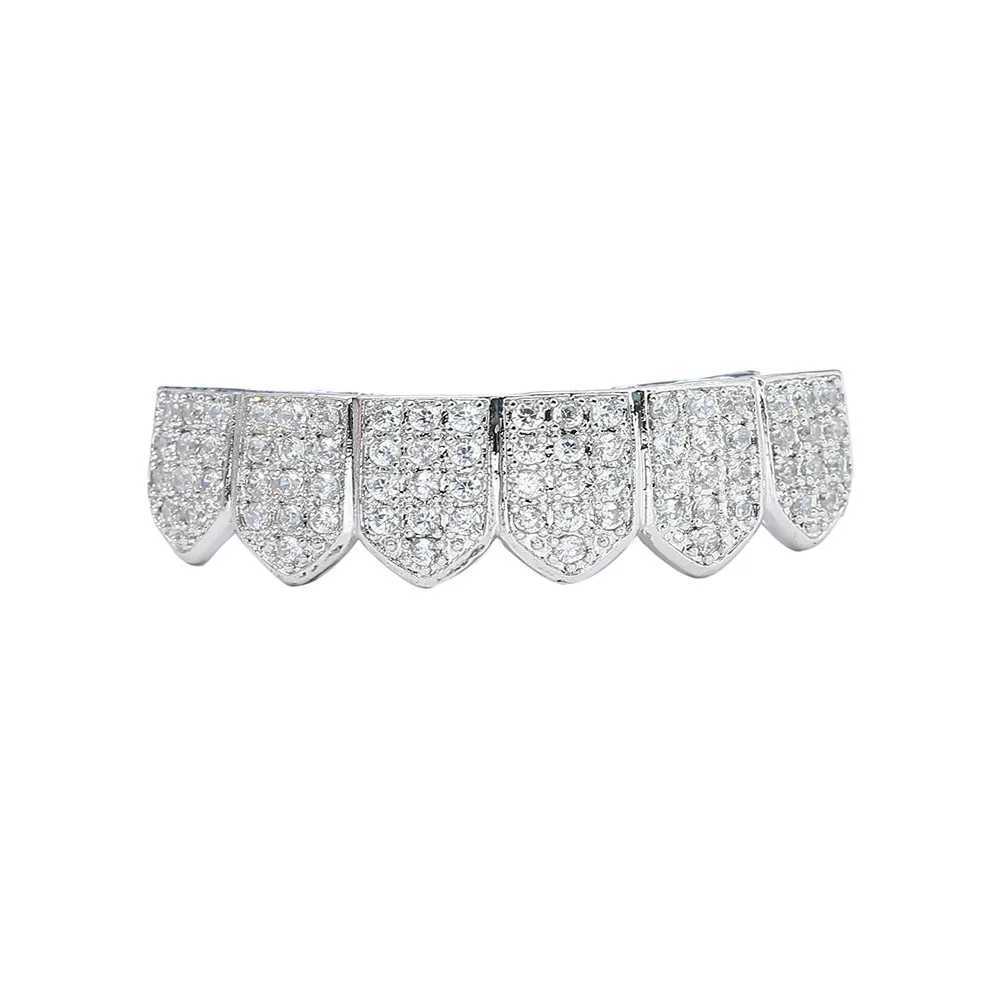 Hip Hop Cubic Zircon Teeth Grillz Top Bottom Grills Punk Teeth Caps Cosplay Party Rapper Jewelry Halloween Teeth Decoration XJ250114