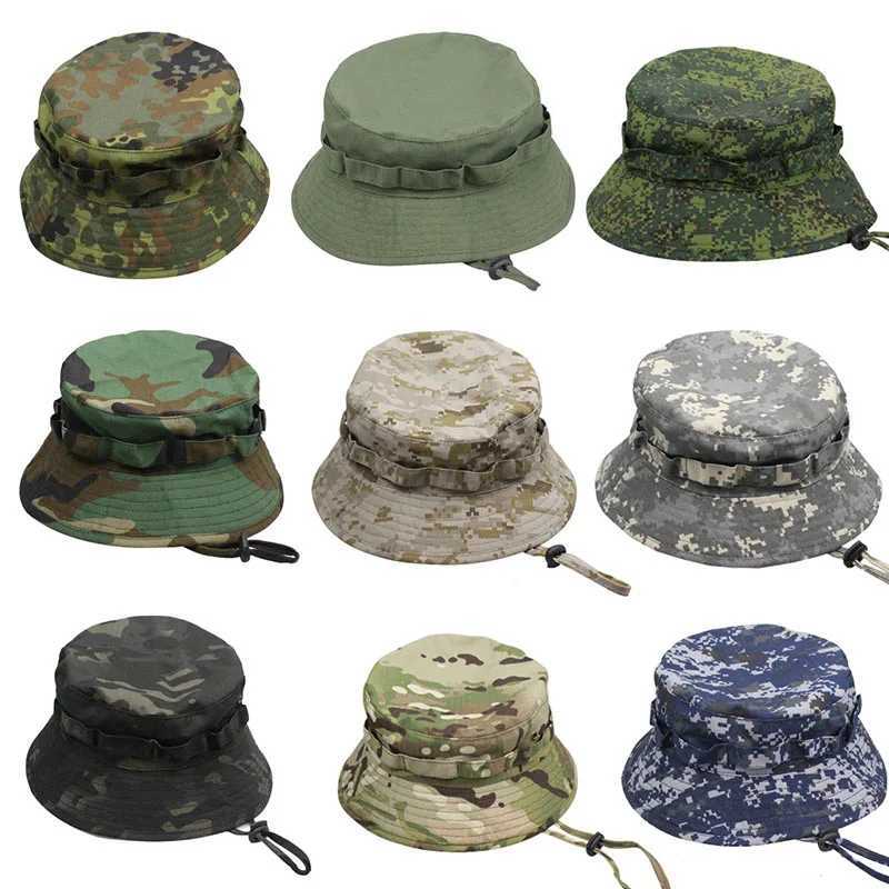 Mens Camouflage Bucket Hat Tactical Sunscreen Outdoor Travel Climbing Fishing s Training Beach Panama Hiking HatXJ250116