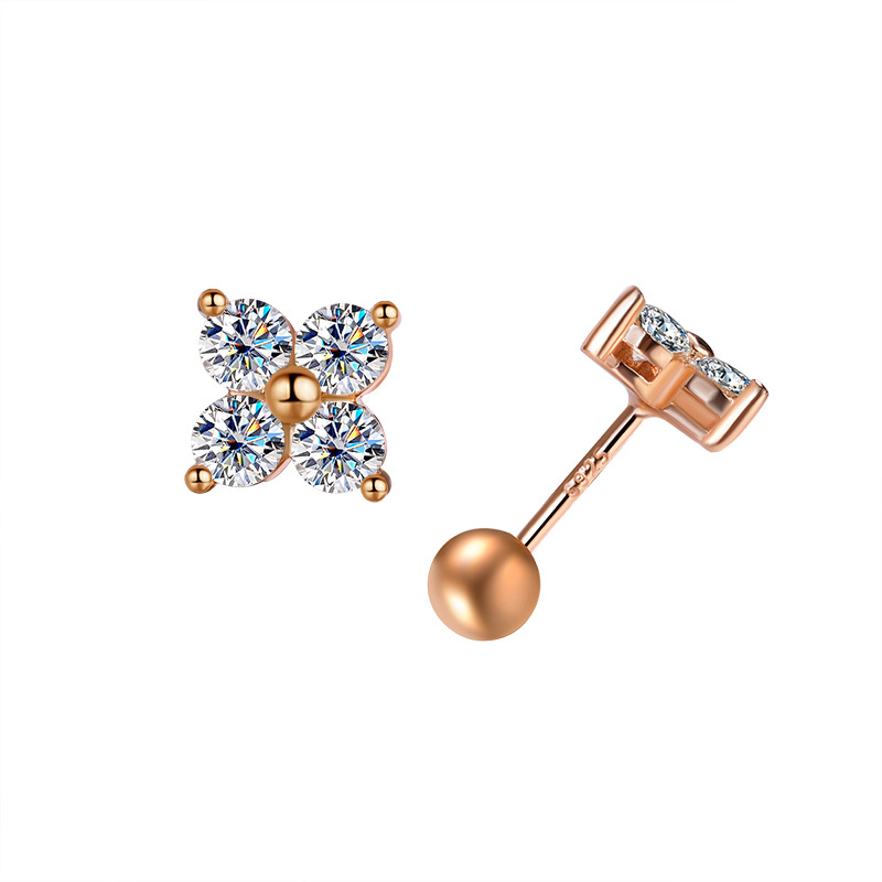 bubble lucky stud earrings designer for women sterling sier pass dia tester vvs moissanite earring plated PT950 gold jewelry valentines day gift