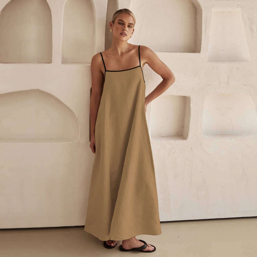 Spring/Summer European and American Women's Hot Selg Dress with Pocket Strap, 2025 New Casual Versatile Fashion Clothing
