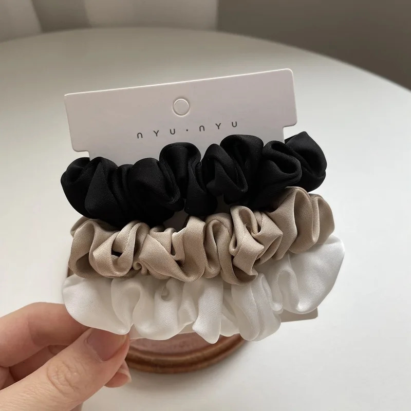 346PcsSet Satin Scrunchies Women Solid Color Hair Rope Elegant Ponytail Holder Rubber Band Elastic Hairband Accessories 250118