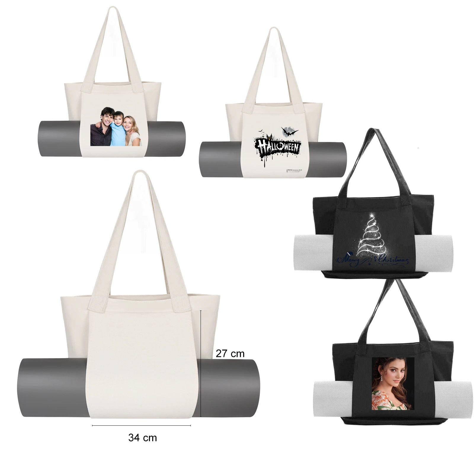 DIY Personalized Customized Yoga Mat Bag Large Capacity Washable Foldable Lightweight Pilates Canvas Carry Gift 250114