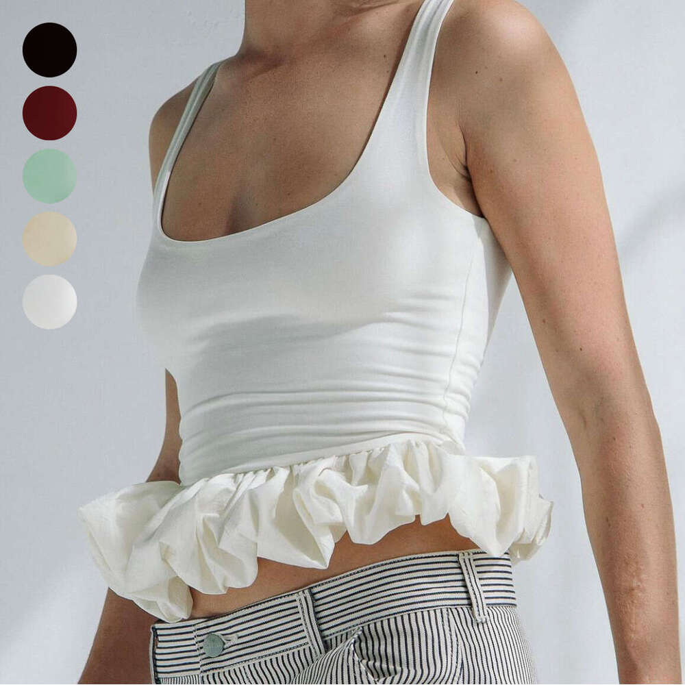 Spring/Summer European and American Women's Hot Selg Splicing T-shirt Tank Top 2025 New Casual Fashion Trendy Clothing