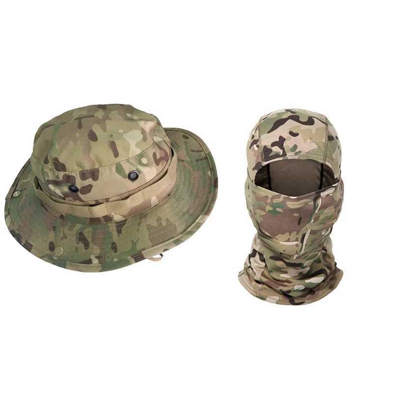 Tactical Camouflage Hat Sun Protection Set Outdoor Sport Hiking Fishing UV Protection Neck Face Boonie Hat Adjustab BucketXJ250116