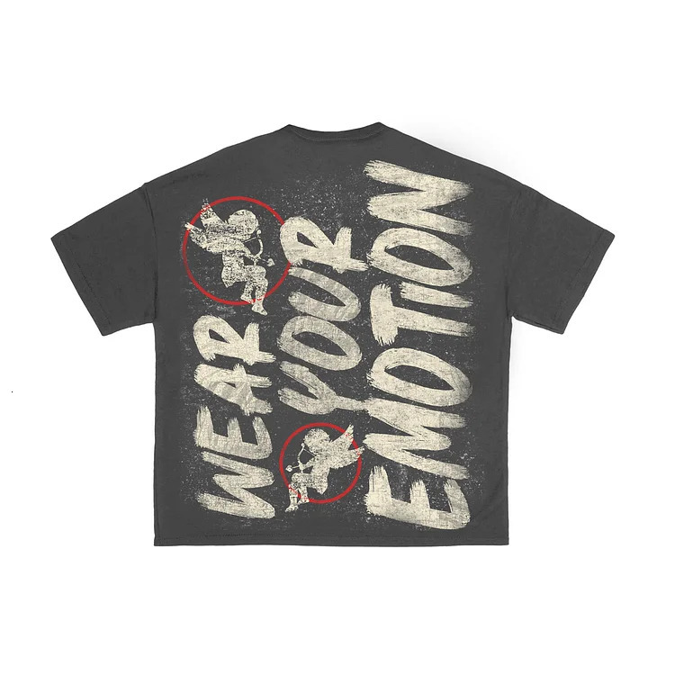 Vintage Emotion Angle Graphic 100% Cotton Short Sleeve T-Shirt Men Y2K Summer Short Sleeves Oversize Tshirt Streetwear Women Top 250117