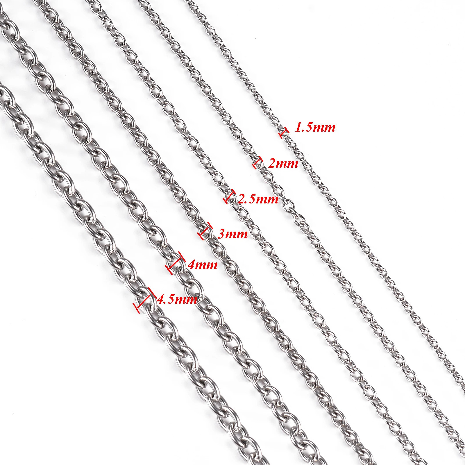 1Pc Width 15mm6mm Stainless Steel Cross O Chain Necklace For Women Men DIY Jewelry Thin Bracelet 250114