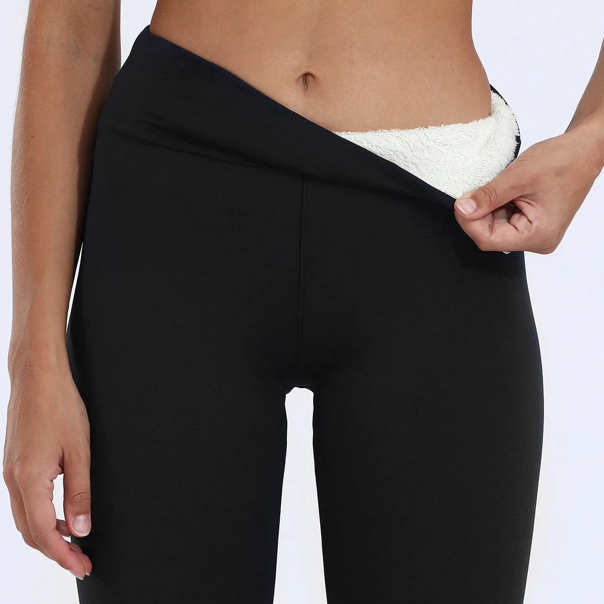 Women Pants Winter Fleece Thicken Lamb Wool Outerwear Thermal High Waist Leggings Warm Slim Black Velvet Female Trousers 250107