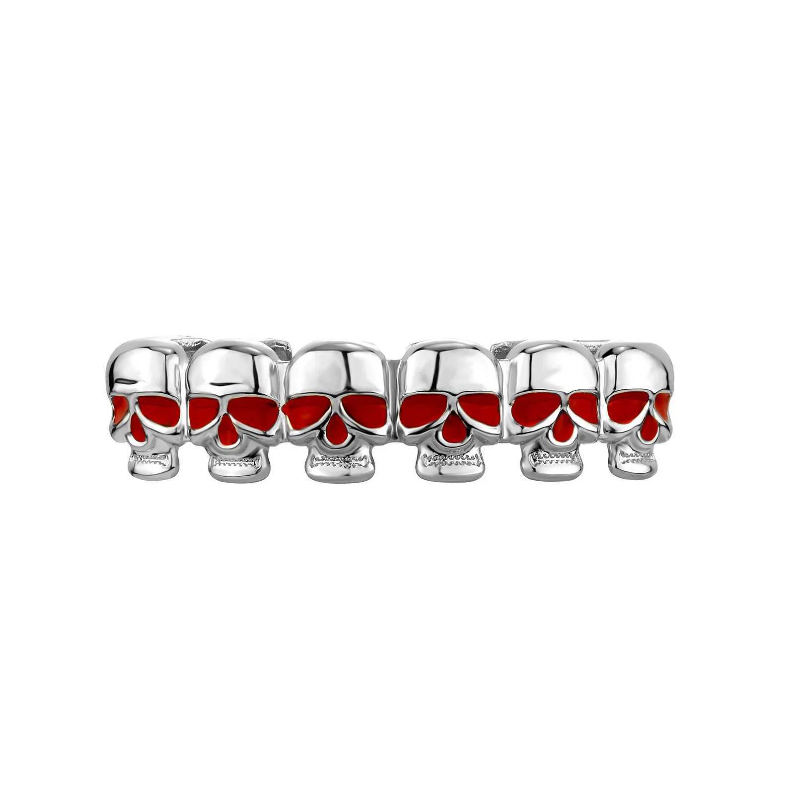 Hip Hop Teeth Grillz Fashion Skull Head Gold Silver Color Removable Grills Dental Mouth Punk Teeth Caps Party JewelryXJ250114