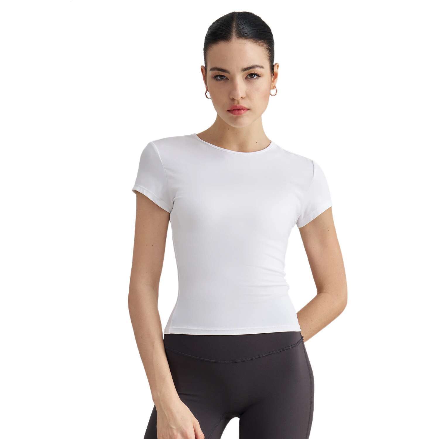 Ddmyoutdoor China Domestic Mermaid Curve Casual Sports Short Sleeved Tight Waist Slim Fit Breathable Yoga T Shirt Running Training Naked Fiess Top
