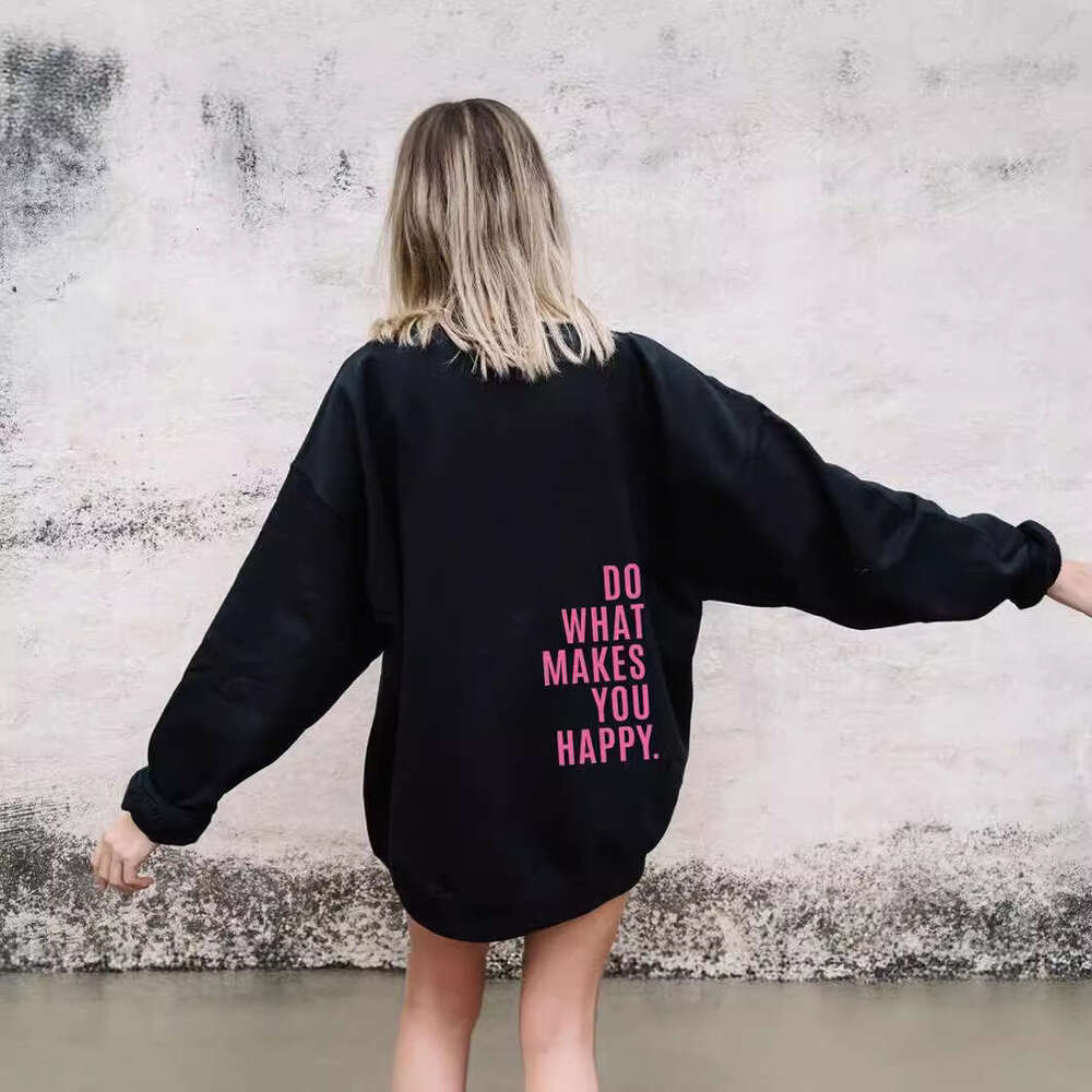 XS ---5XL European size off shoulder sleeves DoWhatMakesYouHappy hoodie women's sweatshirt