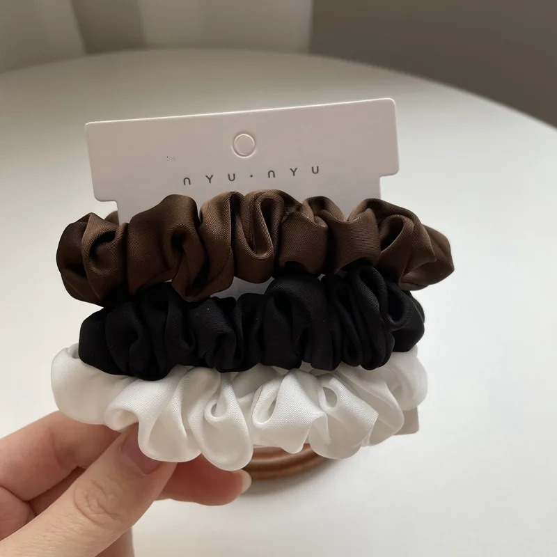 346PcsSet Satin Scrunchies Women Solid Color Hair Rope Elegant Ponytail Holder Rubber Band Elastic Hairband Accessories 250118