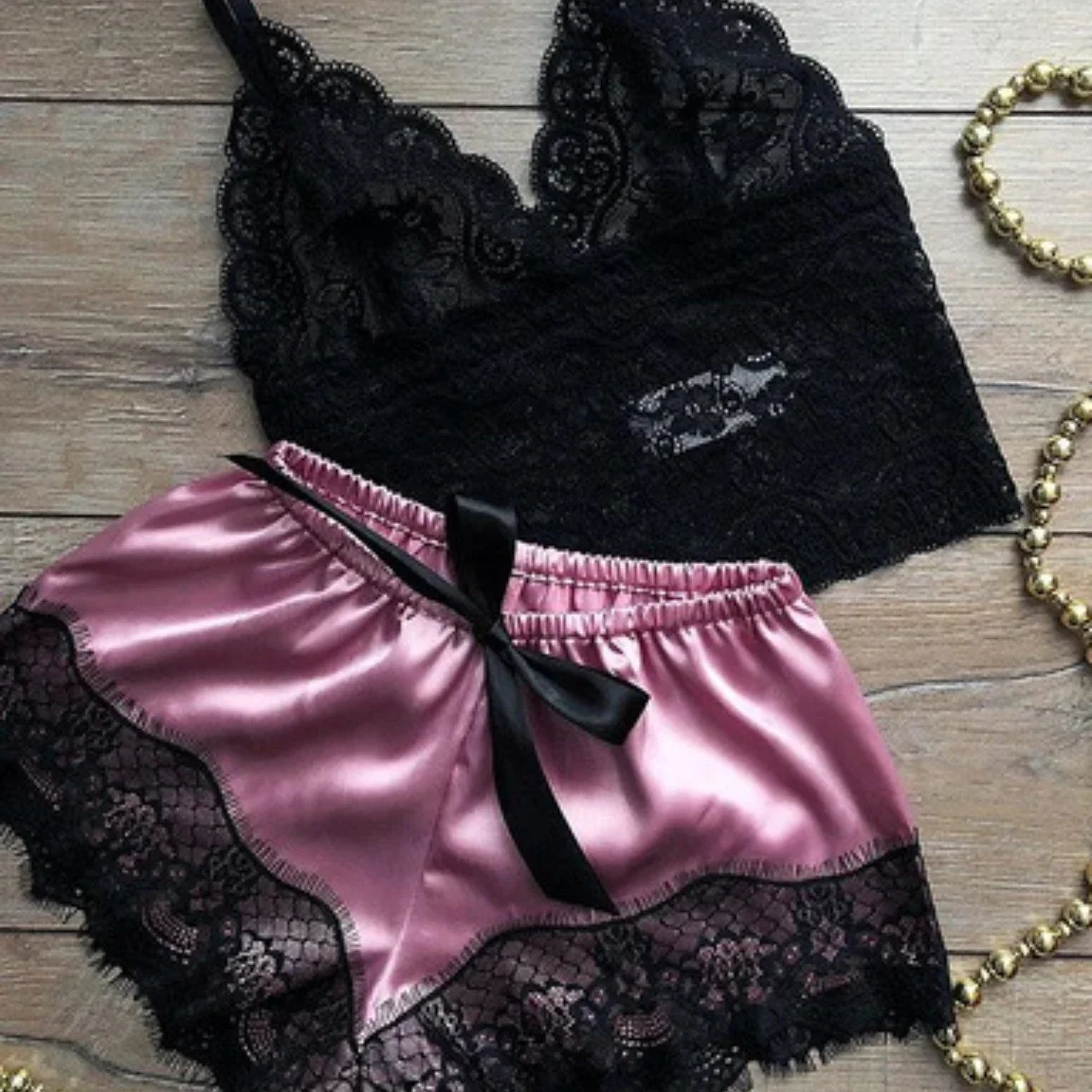 Pajama Sets Sexy Pajamas for Women 2 Pieces Top Shorts Set Sleepwear Clothes Lace Underwear Lingerie 250110