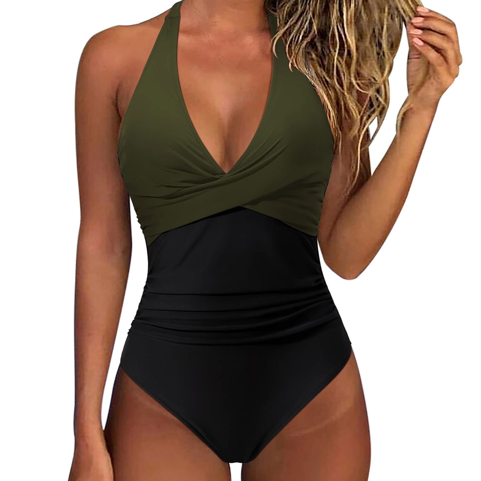 New Colorful One Piece Cross Pack Multi Color Off Back Lace up Sexy Swimsuit