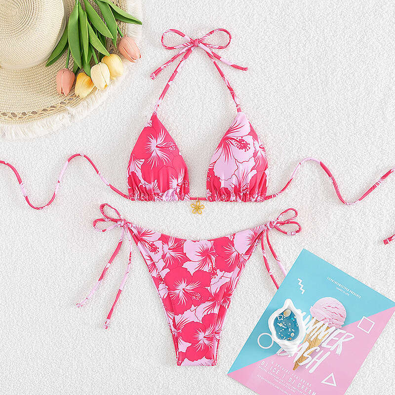 2025 New Bikini Women's Slimming, Flesh Covering, Casual Floral, Durable, High Elasticity Vacation Style Split Swimsuit Trajes De Bano New Arriva