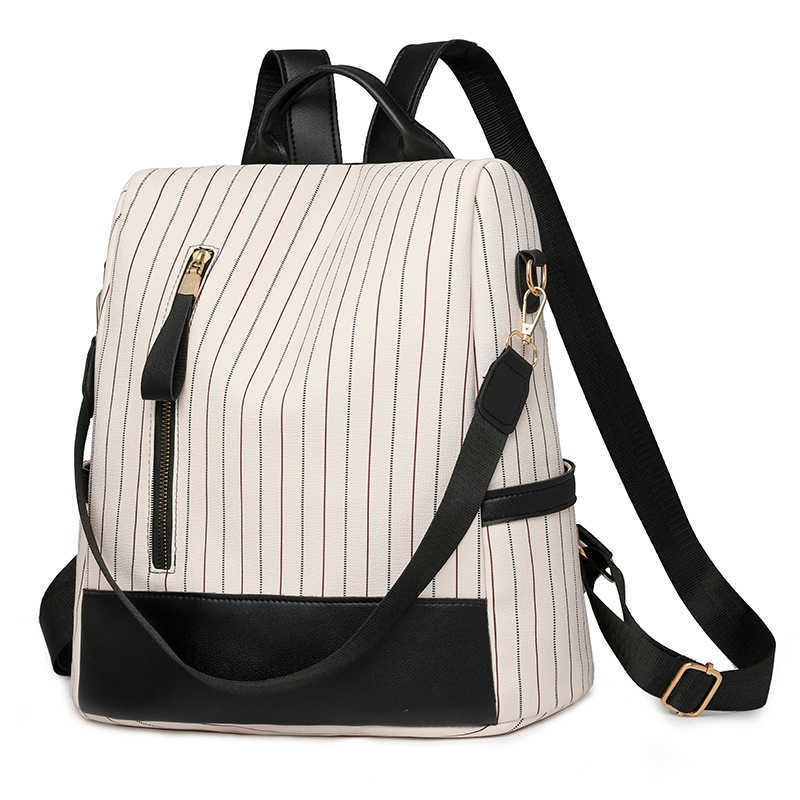 Womens backpack large capacity high end feel soft leather casual anti theft backpack single shoulder dual use backpack womens bag