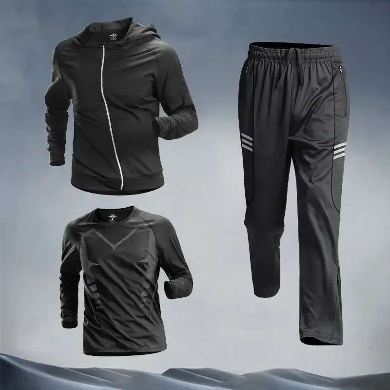 Running Fiess Quick-Dry Loose Fit Outdoor Training Jacket Morning Runs Autumn Spring Men's Sportswear Set