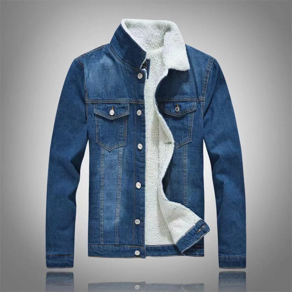 2023 AutumnWinter Fashion Solid Color Lamb Wool Denim Jacket Mens Casual Thick Warm High Quality PlusSize M3XL 250110