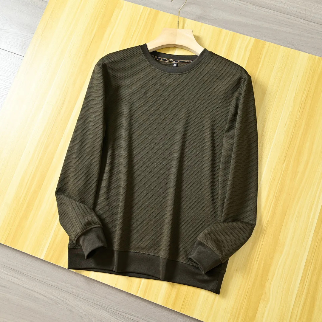 FD01172 New spring and autumn men's round neck solid color casual all-match bottoming shirt sweatshirt