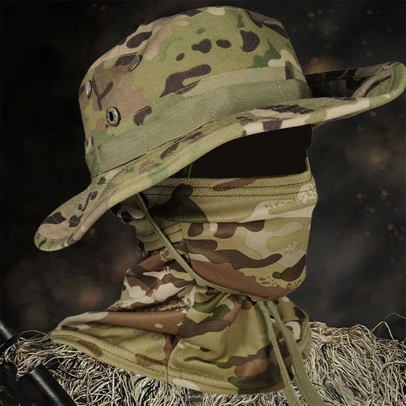 Tropical Adventure Visors s Jung Hunting Hat Sunshade Camo Men Army Bucket Hats Military Tactical CasquetteNeck CoverXJ250116