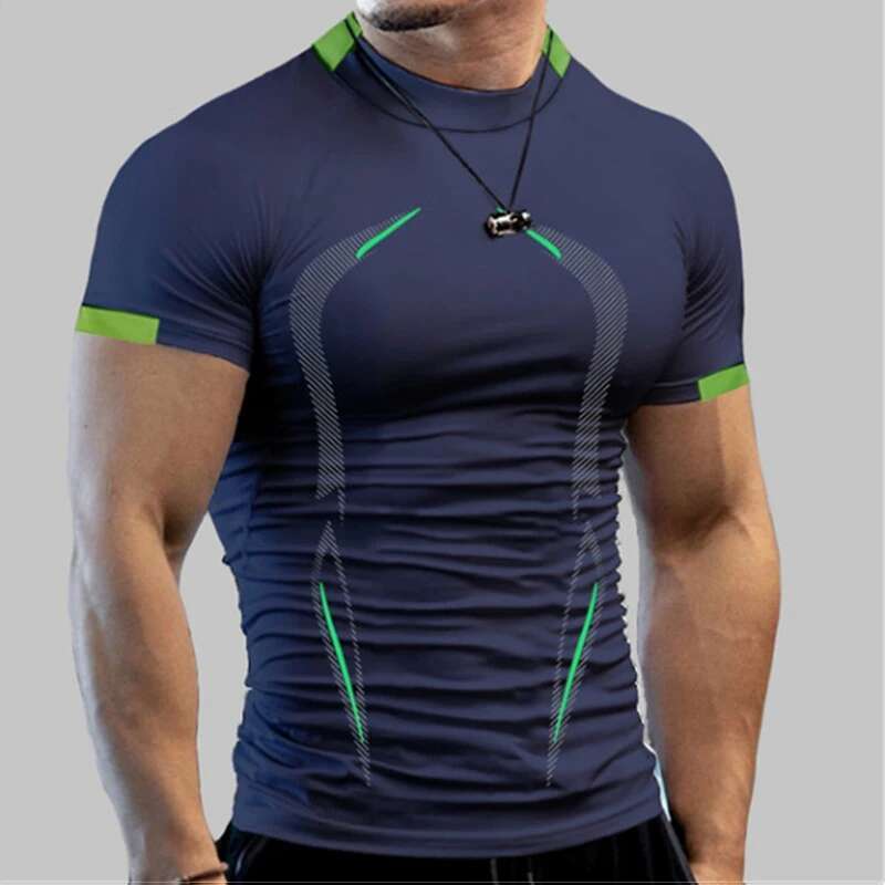 Ddmyoutdoor China Domestic Summer Sport Bodybuilding Top Men Short Sleeve Gym T Quick Dry Compression Fiess Shirt Football Running T Shirt Gymwear