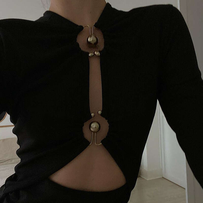 European and American winter hot selg sexy metal slim fit design sense base jumpsuit women's new casual fashion trend clothing
