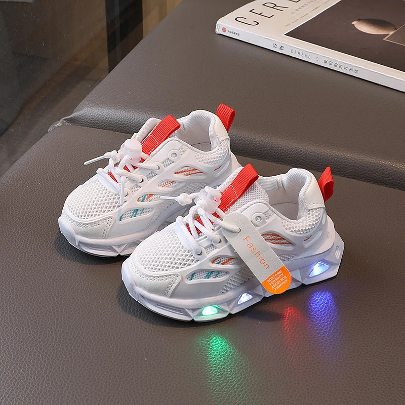 16 Years LED Baby Luminous Shoes Boys Glowing Children Sport Sneakers Kids Girls Antislip Toddler Mesh Led Flash Lights 250117