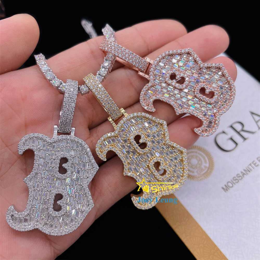 GRA Certificate Sterg Sier VVS Dia Mossinate Iced Out Jewelry Initial Letter Custom moissanite Pendant Hip Hop