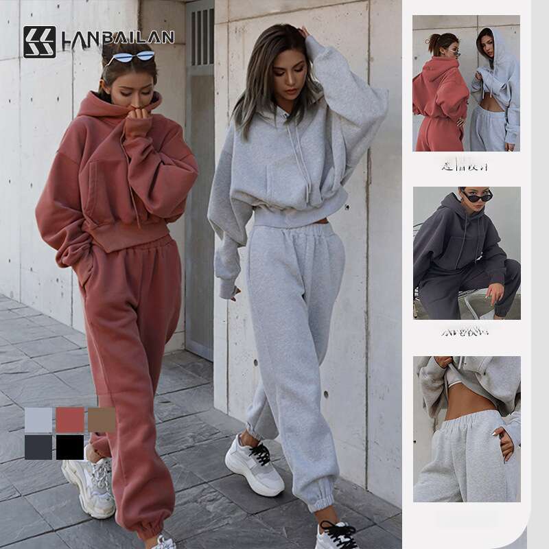 Hot selg European American autumn and winter casual hoodie jacket sports suit women's 2025 temperament versatile new trend clothing ins