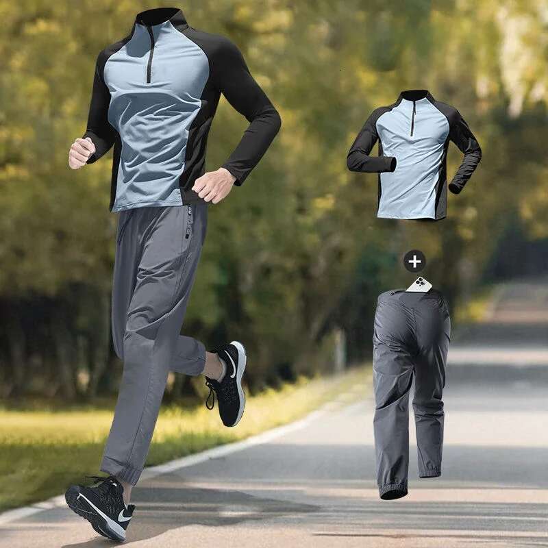 Ddmyoutdoor China Domestic Marathon Running Long Sleeve Quick Dry Top Training Pants Autumn Winter Fiess With Phone Pocket Men S Sportswear Set