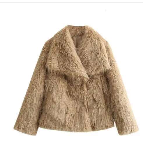 Fluffy Faux Fur Jacket Coat Women Oversize Long Sleeve Lapel Plush Overcoat 2024 Winter Chic Lady Thicken Warm Outwear