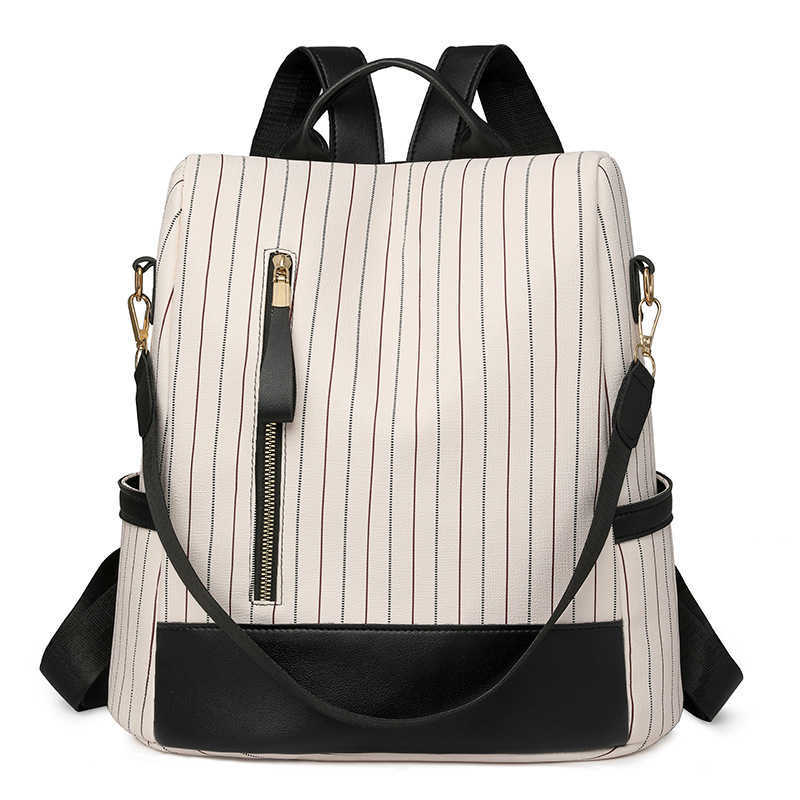 Womens backpack large capacity high end feel soft leather casual anti theft backpack single shoulder dual use backpack womens bag