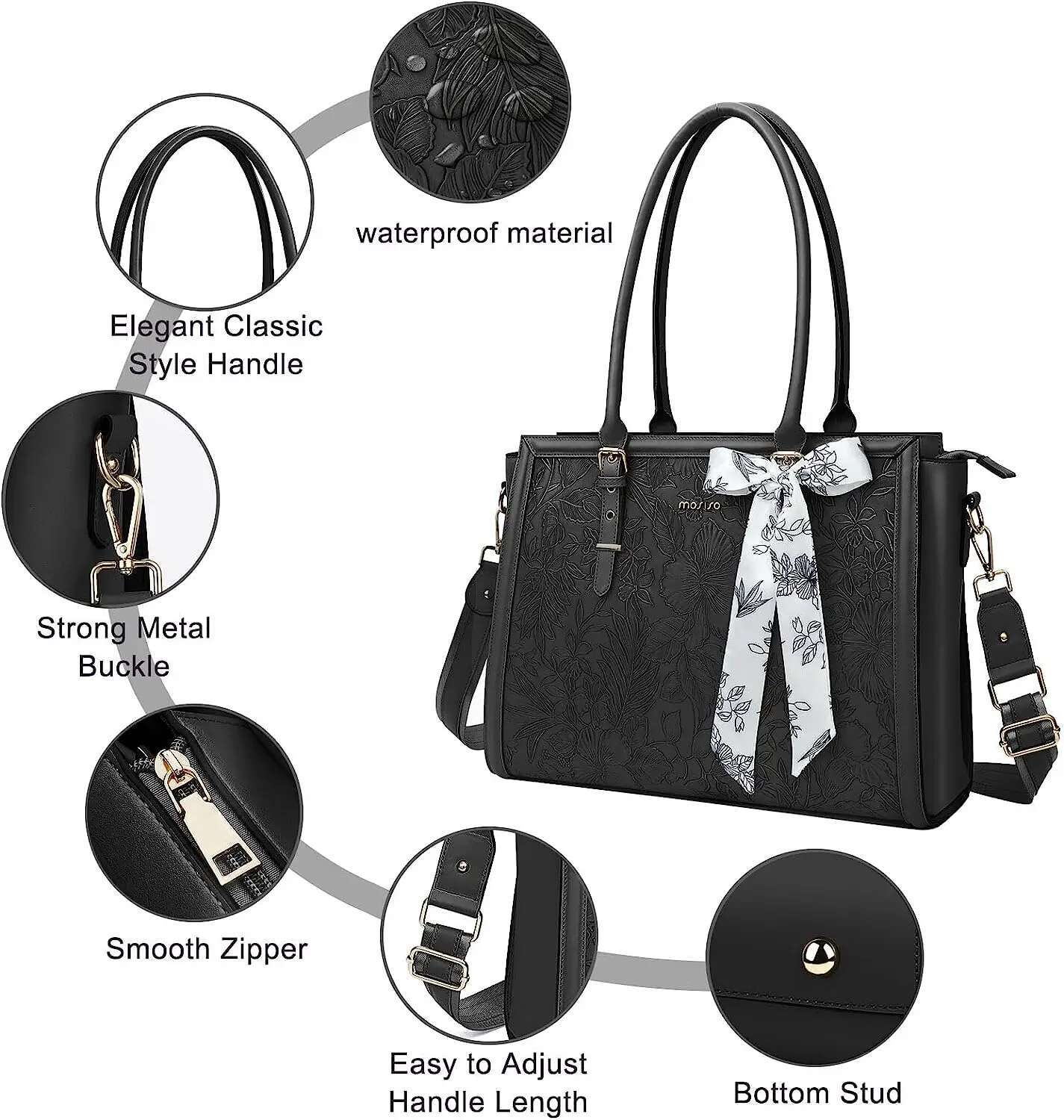 Laptop Women PU Leather Tote Bag for 15.6 16 17.3 inch Book HP Notebook Shoulder Messenger Handbag