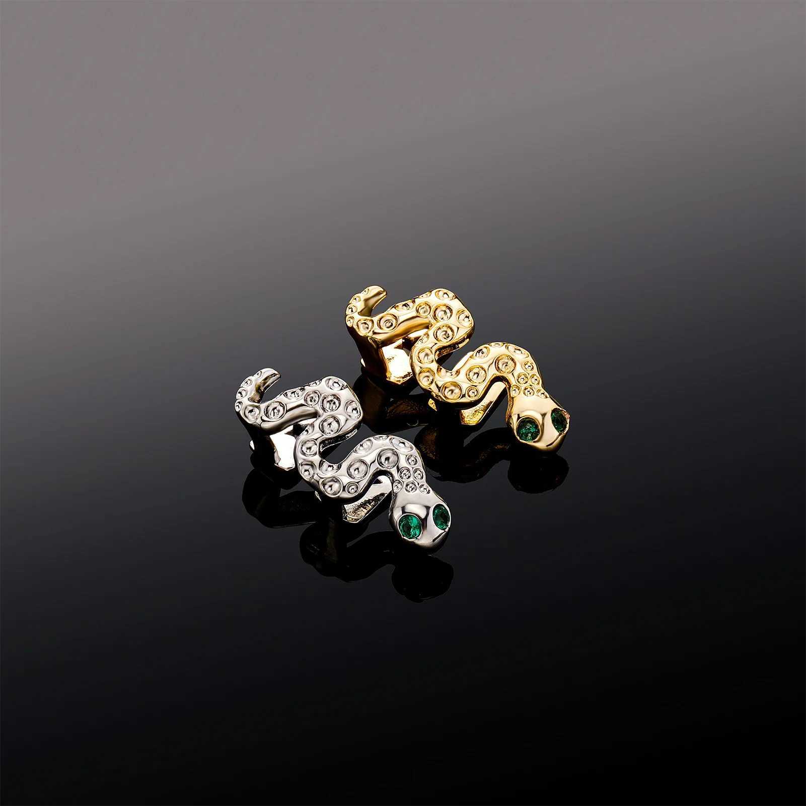 RACHELZ Niche Green Crystal Eye Snake Shape Teeth Grillz Hip Hop Tooth Caps Decor For Women Men Jewelry CosplayXJ250114
