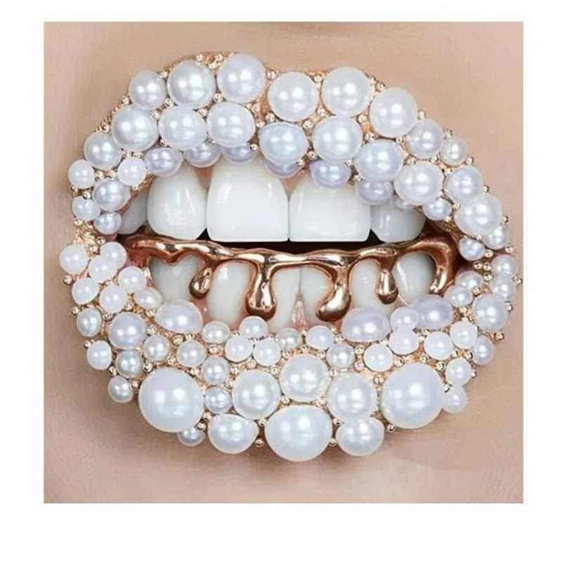 Hip Hop 1pc Exaggerate Teeth Grillz Caps 3 Colors Top Bottom Charm Grills For Men Women Jewelry Halloween GiftXJ250114