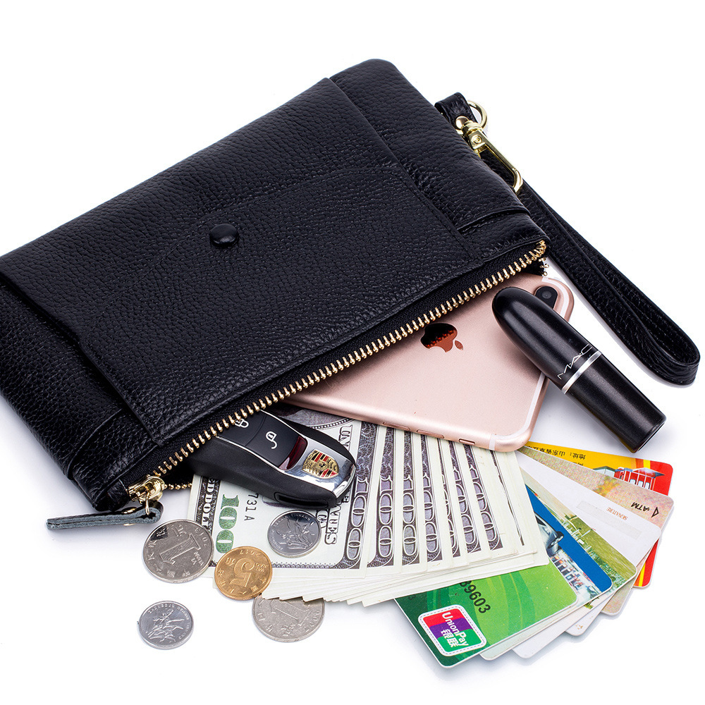 Bag niche, ultra-thin, long, large capacity handheld bag, women's leather minimalist wallet, top layer cowhide phone bag swissmilitary