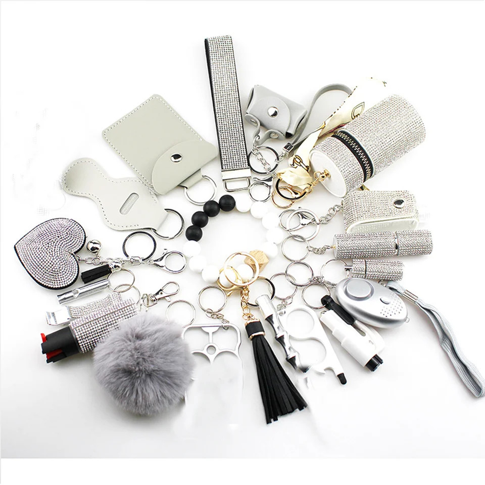 Keychains Set for Women Protection 20PCS Bead Keychain Bracelet Full Set Self Protection Bracelet Key Ring Set 250110
