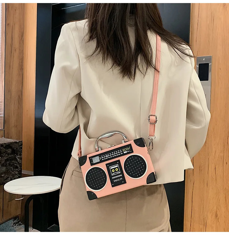 Fun Creative Radio Shape Women Handbag Fun Retro Individual Crossbody Bag Vintage Shoulder Bag Unique Small Box Messenger Bag 250113