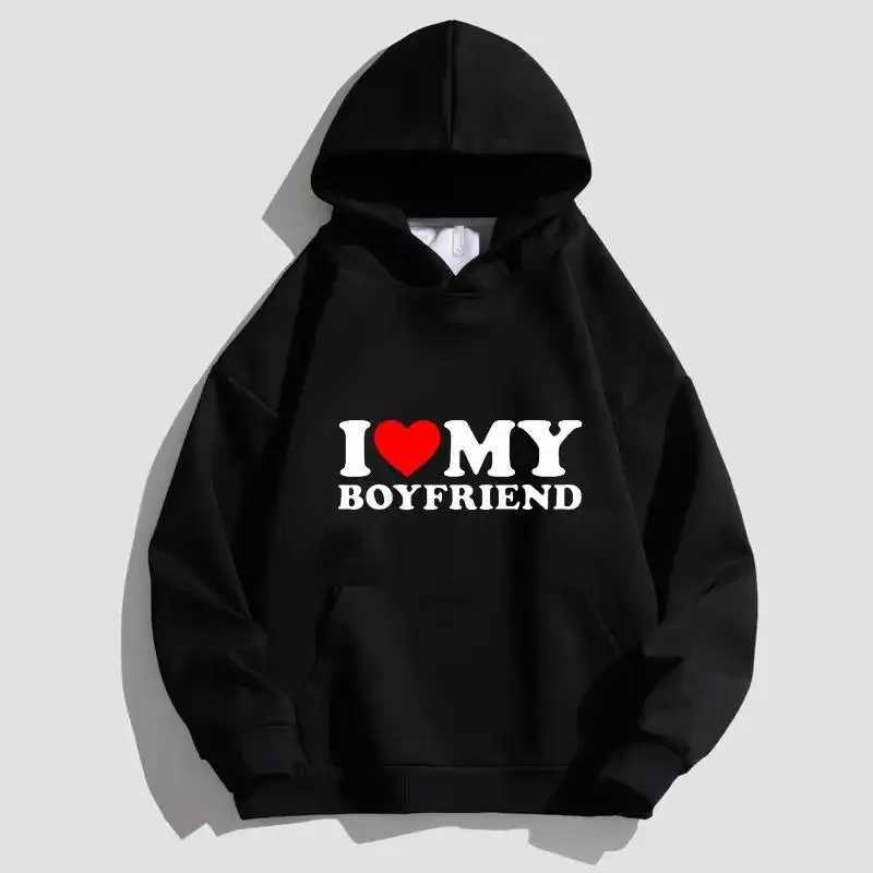 I LOVE MY GIRLFRIEND Print Unisex Hoodie Y2K Sweatshirt for Womens/Mens Hoodies Sweatshirts Solid Pullovers Tops W250117