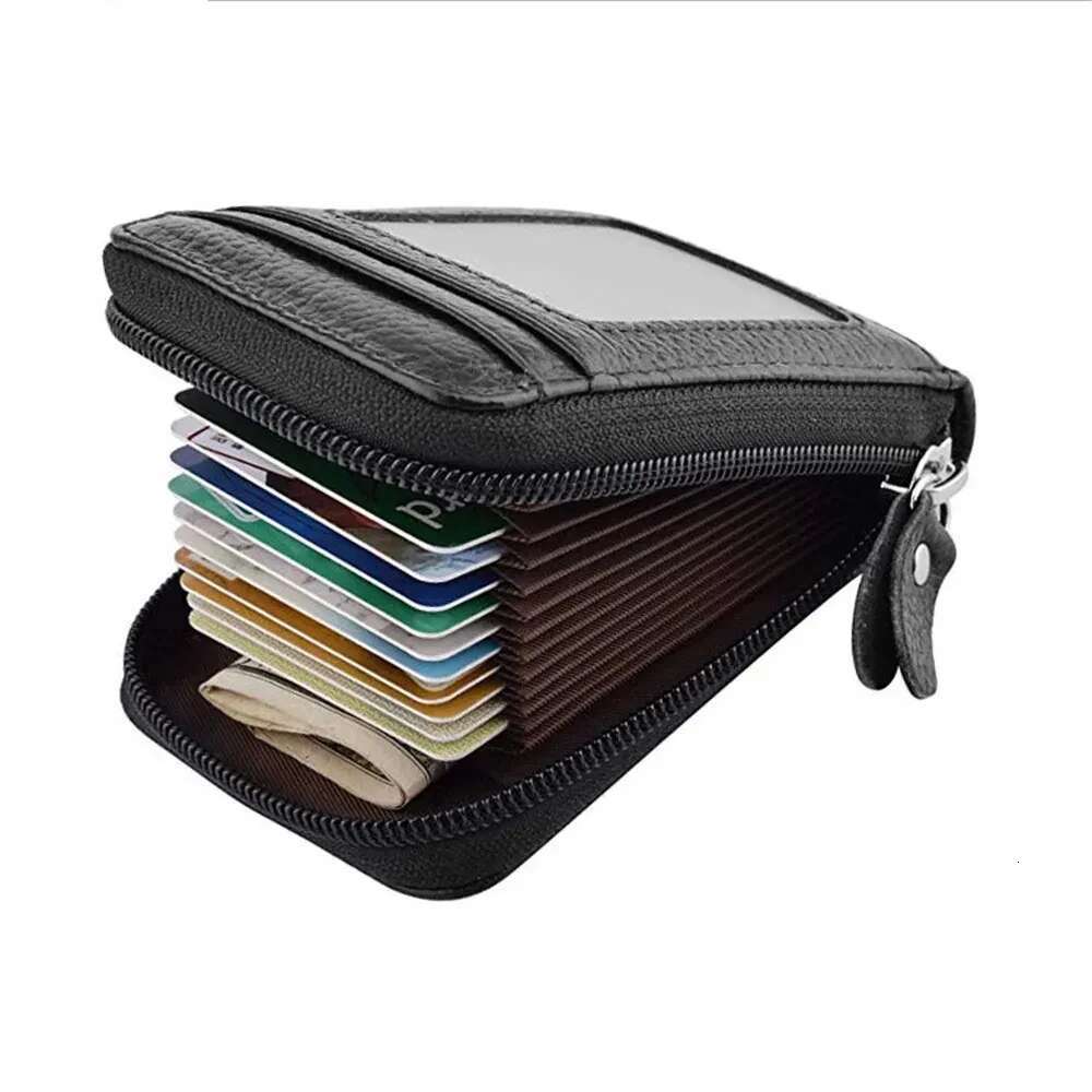 2024 New Vintage Genuine Leather Men's Wallet Credit Holder RFID Blocking Zipper Money Pouch Card Protect Case Pocket Purse swissmilitary