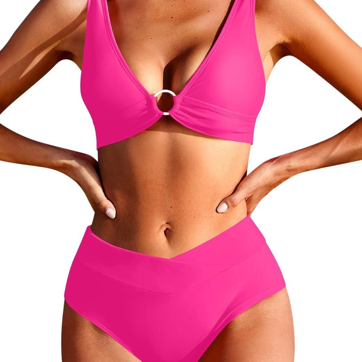tracksuit New Sexy Solid Circle Decoration Women's Split Bikini Swimsuit